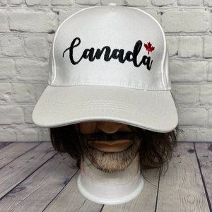 Canada Baseball Hat Cap Strap Back White Embroidered Cursive Spell Out New w Tag